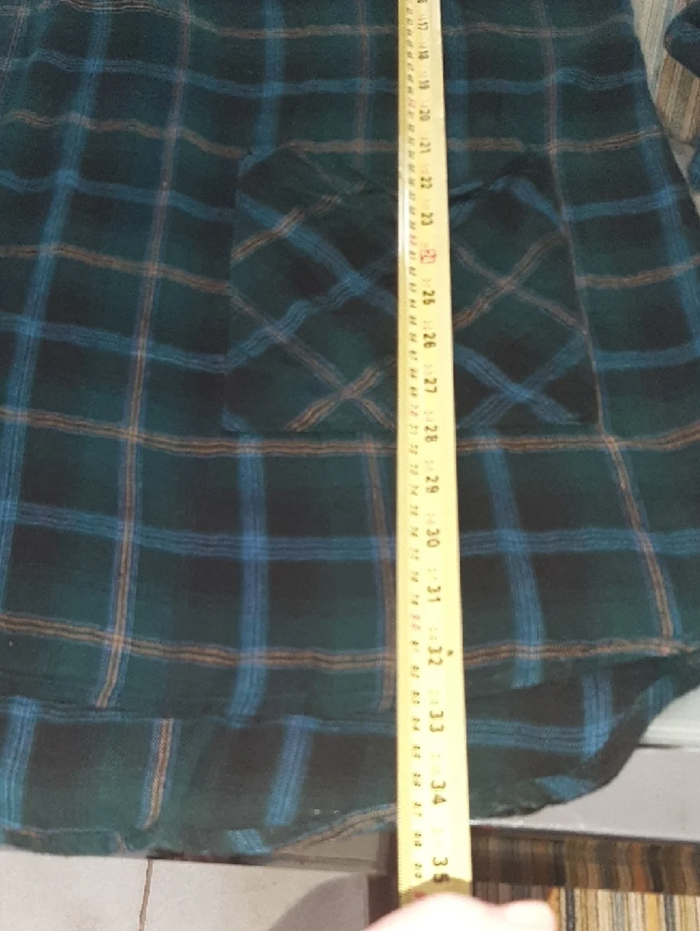 HARLOW๐Relaxed Plaid Shirt Dress in Dark Green & Navy SO SOFT, Tab Sleeves Sz L - Picture 9 of 10